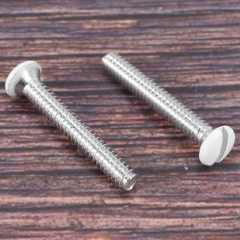 Generic BEAU-120 Pcs White Wall Plate Screws 1 Inch Long Slotted 6-32 Threads Switch Cover Screws Oval Head Milled Slot Screws Wall - (Color: White)