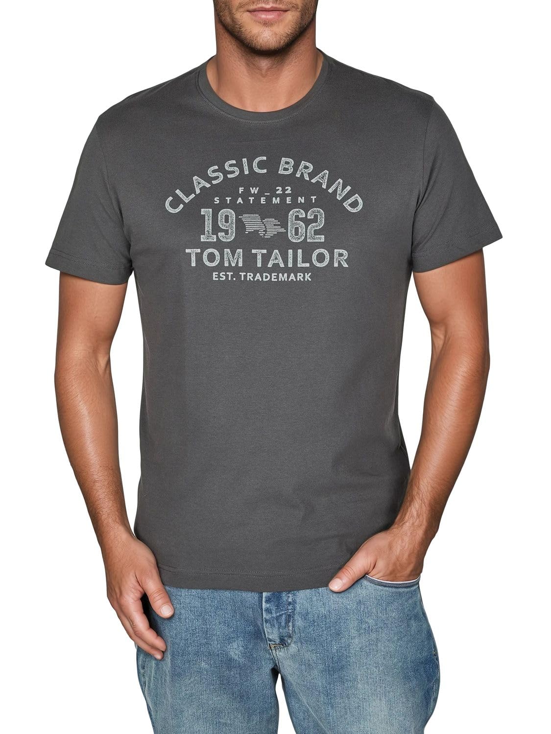 TOM TAILOR Maglietta da Uomo, a Maniche Corte, con Scollo Rotondo, vestibilità Normale, 100% Cotone, Nero, Bianco, Verde, Rosso, Blu, Grigio