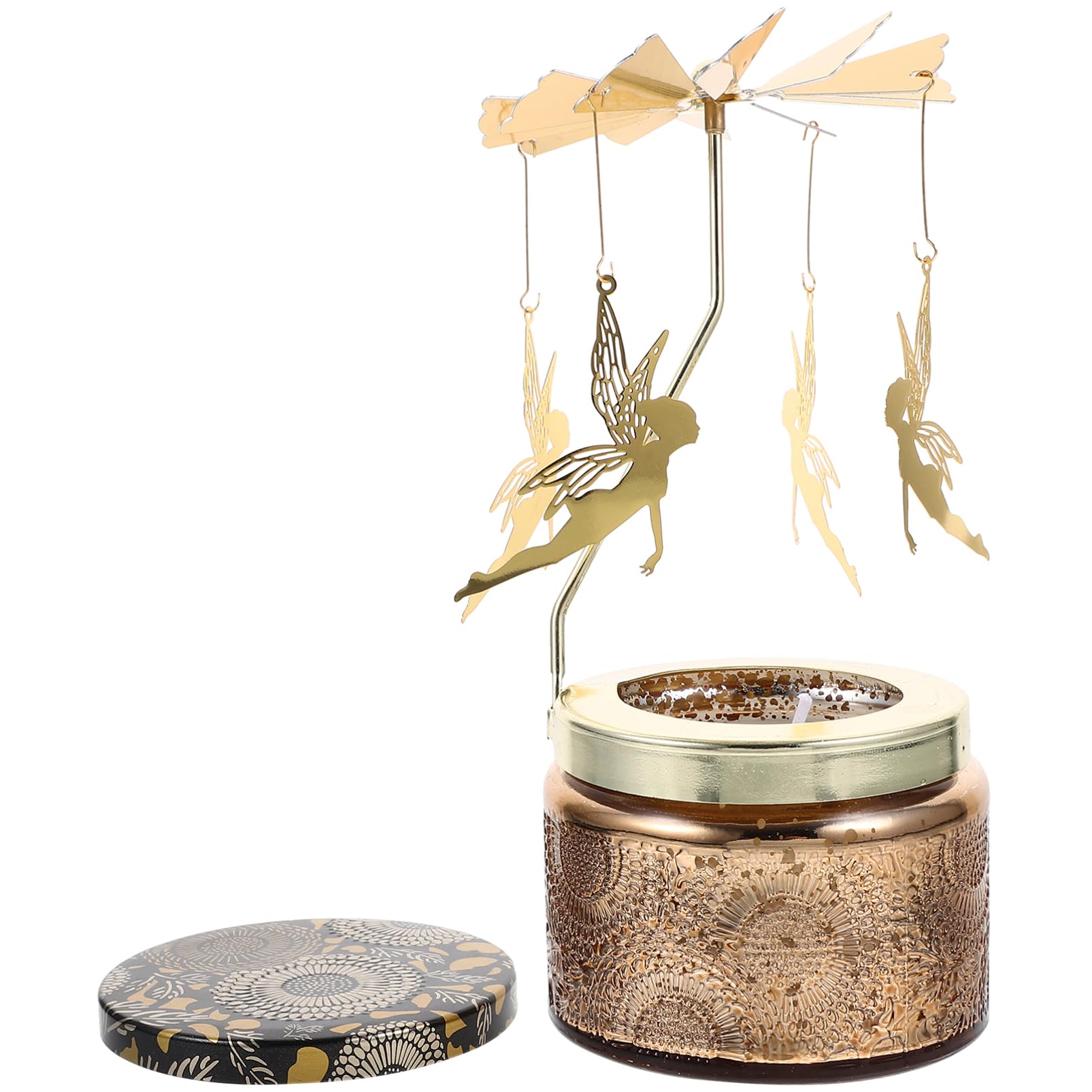 Candelabro Giratorio de Escritorio en Metal, Portavelas Perfumado | Caja de Obsequio, Uso Prolongado y Ligero, Fácil de Colocar y Mover, No se Deforma Facilidad