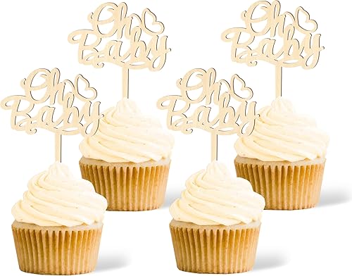 Gexolenu 24 piezas de madera Oh Baby Cupcake Toppers con mariposa niño niña cumpleaños pastel decoración revelación de género Cupcake Picks para disponible en Yaxa Costa Rica