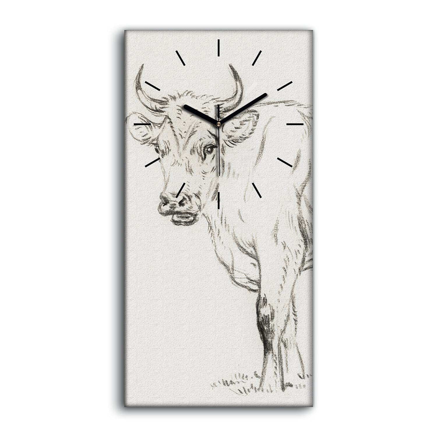 Horloge sur toile art moderne dessin de vache décoration murale salon