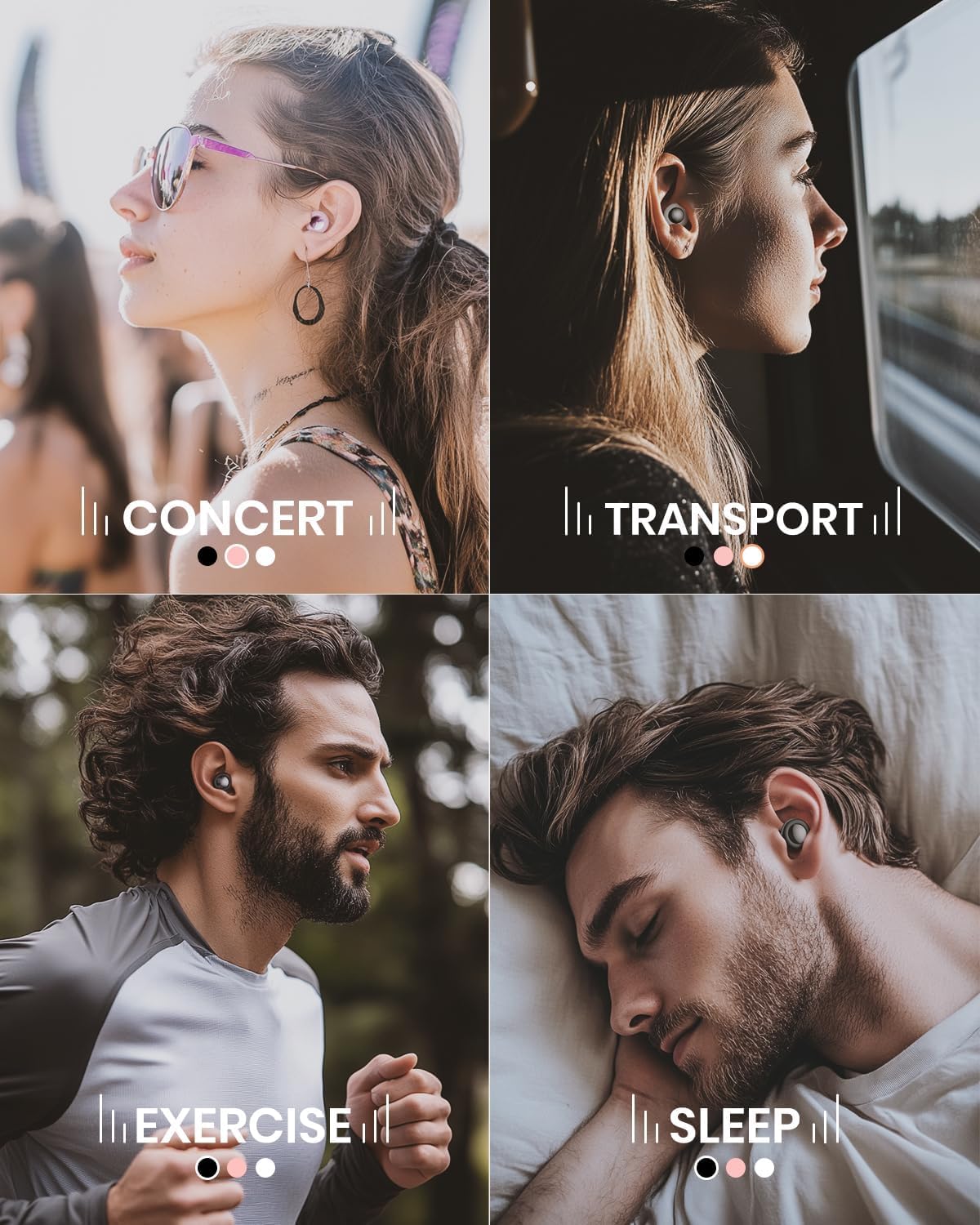 Bouchons d'oreilles pour le sommeil, bouchons d'oreilles réutilisables en silicone pour réduction du bruit avec 8 embouts d'oreille, bouchons d'oreilles pour sommeil, concerts, voyages, ronflements