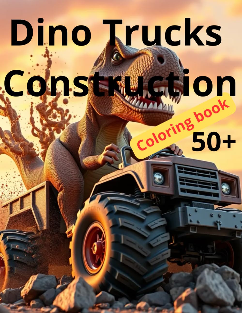 Dino Trucks Construction Coloring Book: Dinosaurs Driving Heavy Vehicles! Fun Excavators, Cranes & Dump Trucks for Kids Ages 4-8