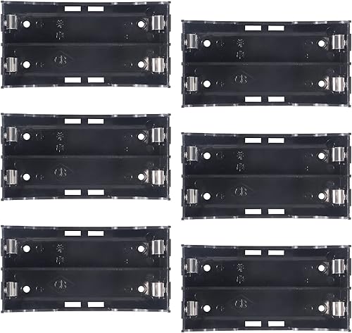 Miniatura 1 de 18650 Soporte para batería con pasadores, 6 ranuras x 3.7 V, caja de almacenamiento de batería de plástico negro, caja de clip con pin para