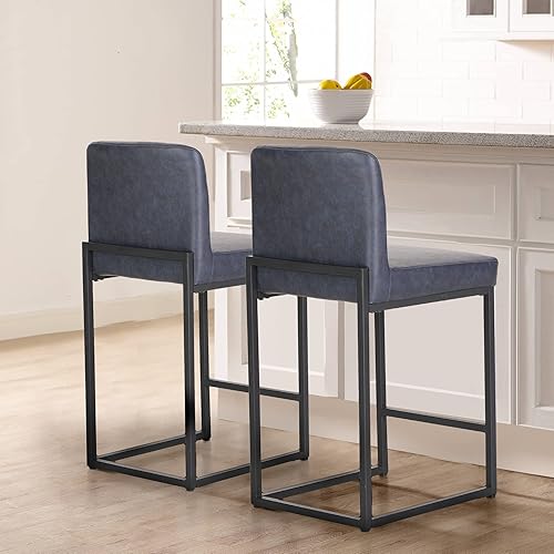 Miniatura 100 de Sophia & William Juego de 2 taburetes de bar marrones, taburetes de bar de 24 pulgadas de altura de mostrador para isla de cocina, taburetes de bar