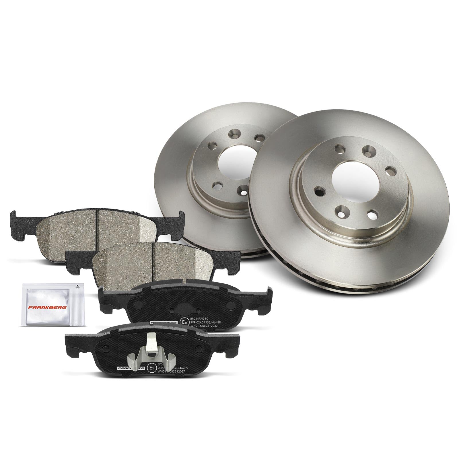 Frankberg Bremsensatz inkl. 2x Bremsscheiben + 4x Bremsbeläge Vorne Kompatibel mit S.a.n.d.e.r.o II Clio IV BH Logan MCV II Twingo III BCA BCM Replace# 410605536R
