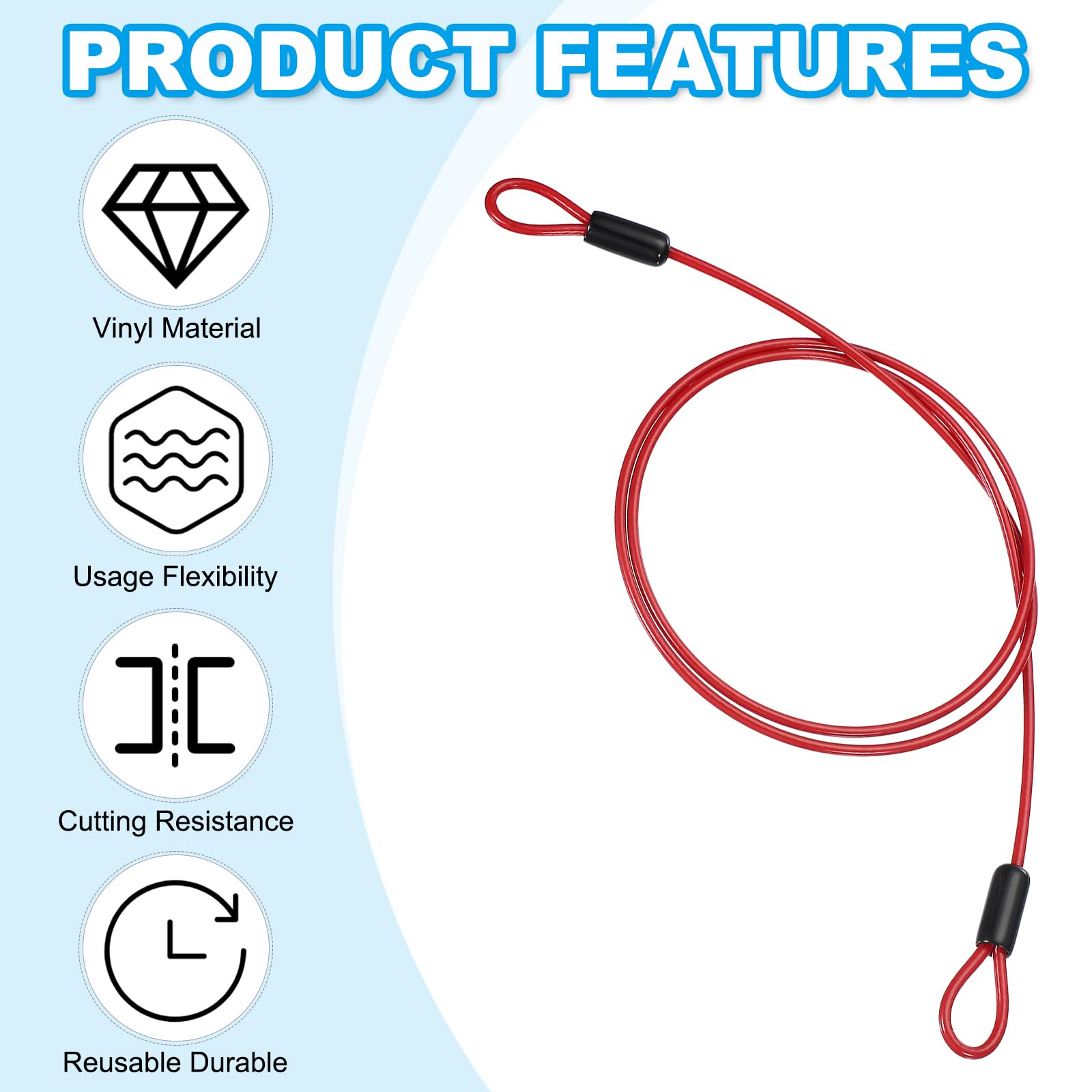 PATIKIL 1/8" Dia Vinyl Coated Stainless Steel Cable with Loops - Image 4