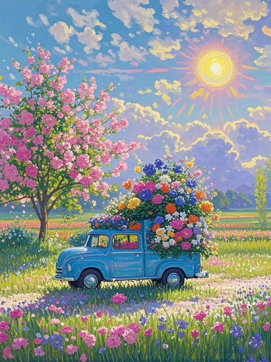 HKLIOPU Summer Flower Scenery Diamond Art Kits Adults,5D Diamond Painting Kits for Beginners Kids,Full Round Drill Gem Art Kits Crafts Home Decor 12x16Inch — image 1