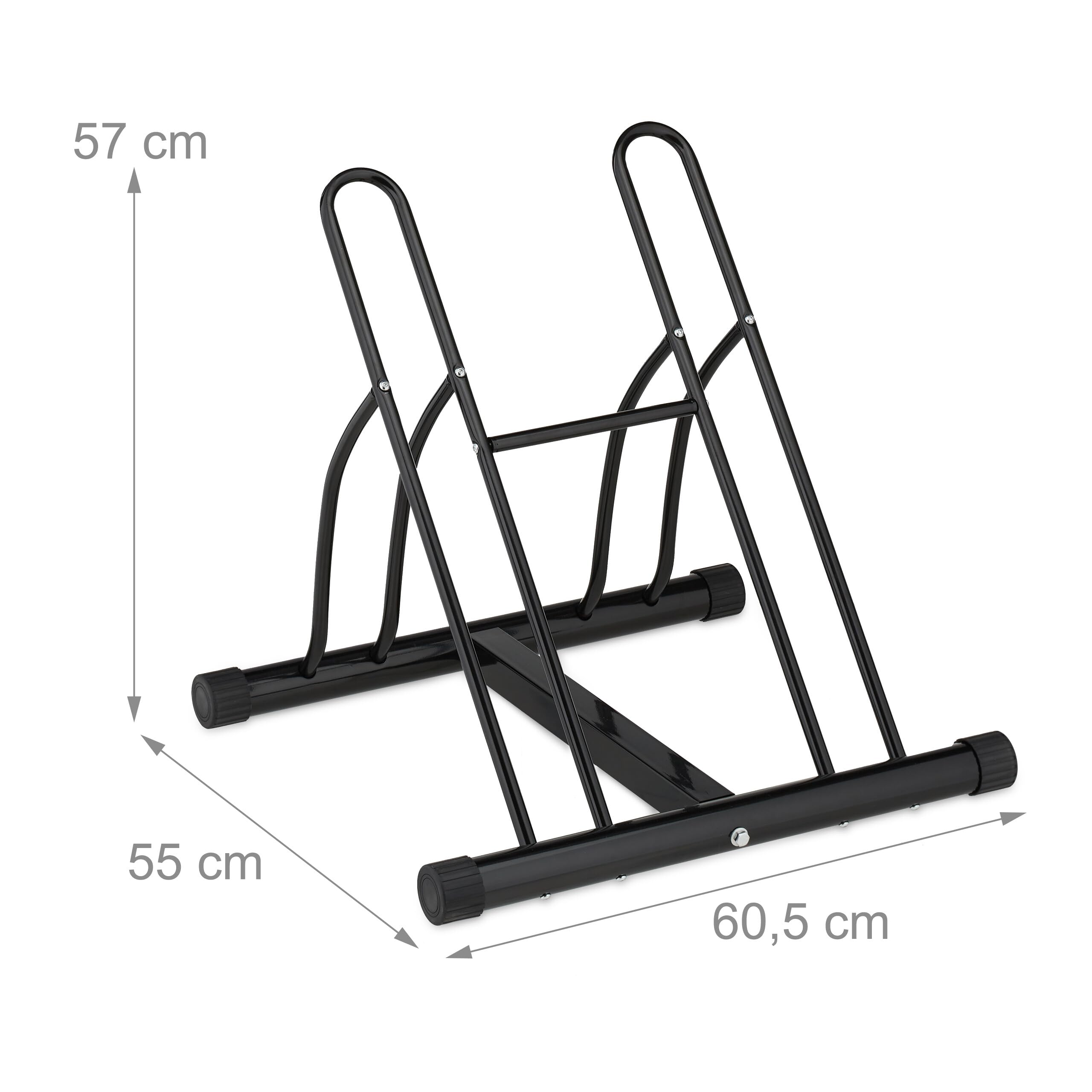 Relaxdays Soporte Bicicletas para Interior, para 2 Bicis, Neumáticos hasta 60 mm, Acero, 57 x 60,5 x 55 cm, Negro