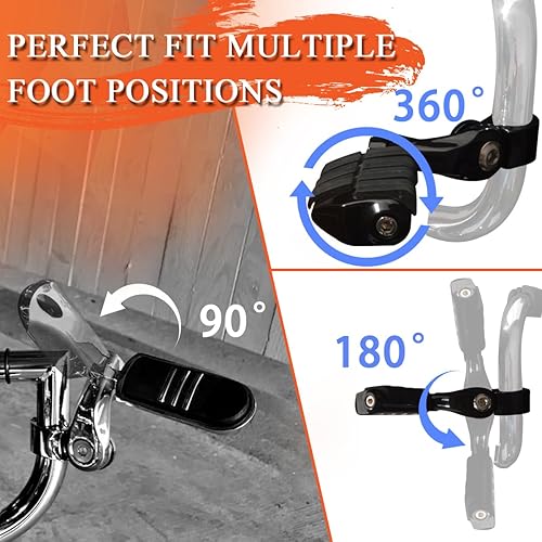 Miniatura 3 de FOVPLUE Estriberas de Carretera de 1.25", Estriberas de Carretera Ajustables Anguladas Cortas con Soportes para Harley Touring Street Glide Electra
