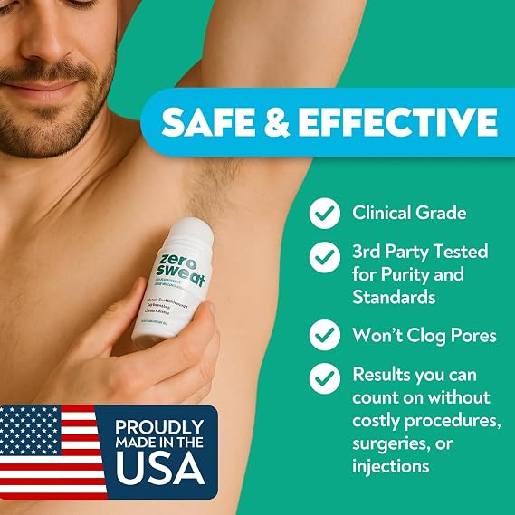 ZeroSweat Antiperspirant Deodorant | Clinical Strength Hyperhidrosis Treatment - Reduces Armpit Sweat 1.2 Fl.Oz (1 Pack)