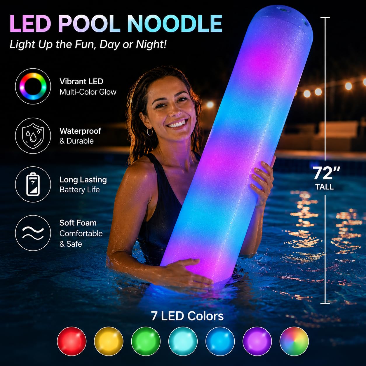 Amazon.com: PoolCandy Inflatable Jumbo Swim Noodles (Illuminated