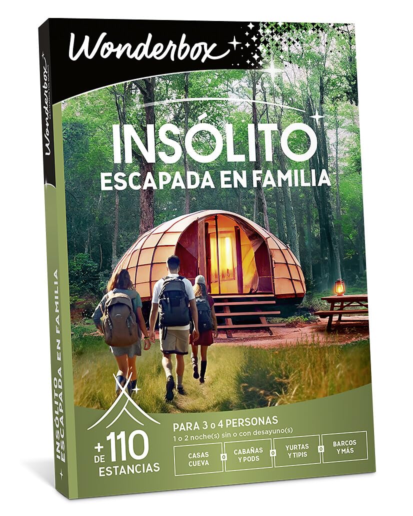 WONDERBOX - Caja Regalo - INSÓLITO - Escapada en Familia - 1 o 2 Noches para 3 o 4 Personas Entre Casas Cuevas, cabañas, pods, yurtas, tipis, Barcos