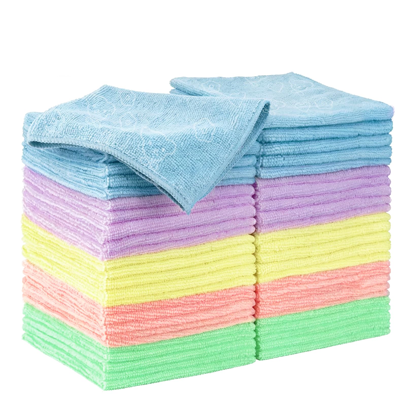 InkForge 50 Pack Microfibre Cleaning Cloth,Ultra Absorbent & Lint Free Cleaning Cloths in 5 Color,Scratch-Free Microfiber Towels,Reusable Cleaning Rags for Kitchen Car,Glass and Window,30 x 30 cm