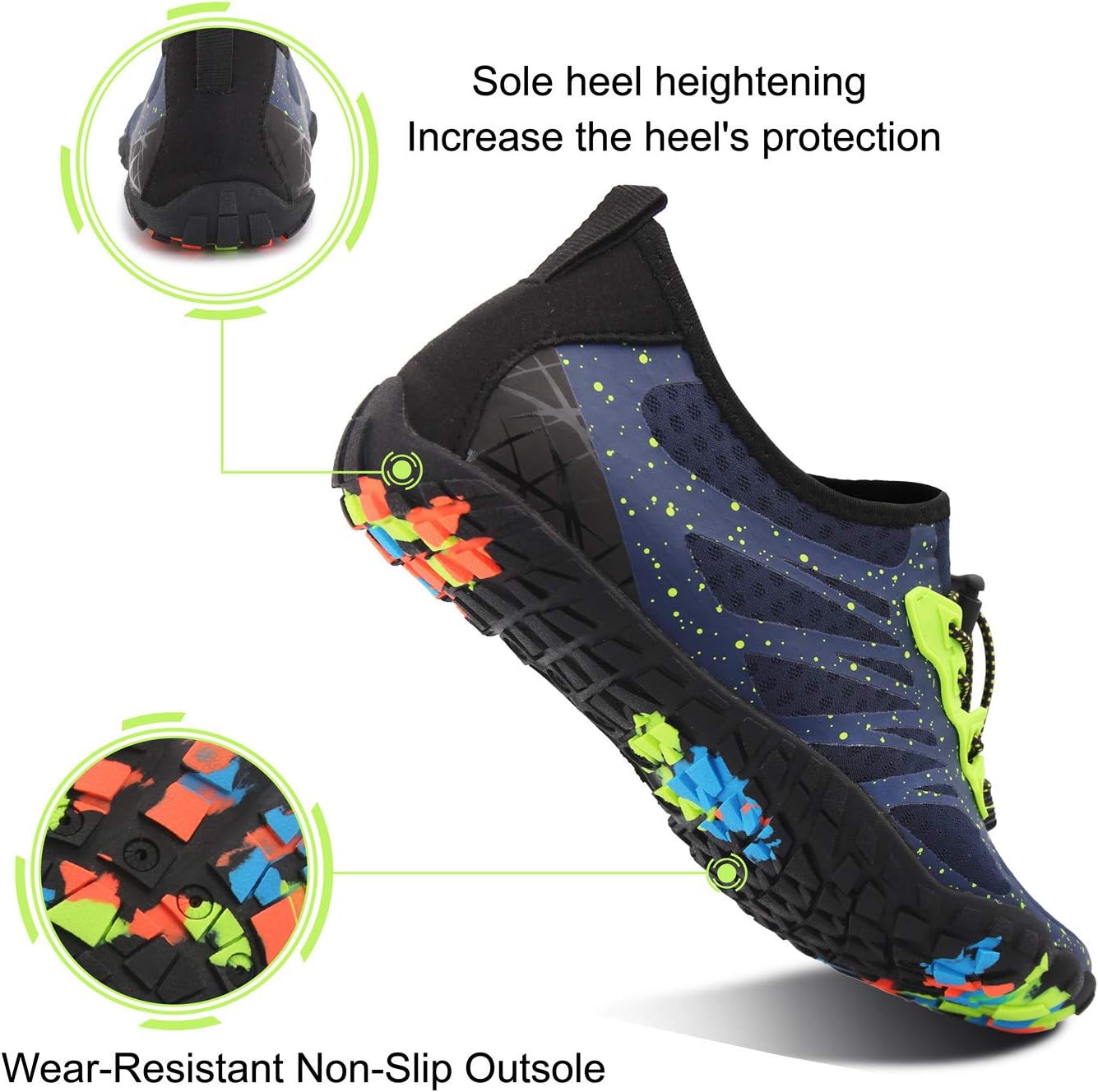 L-RUN Athletic Water Hiking Shoes Beach Sports Shoes for Swim Toe Shoes Women Men 16 Women/14 Men Blue