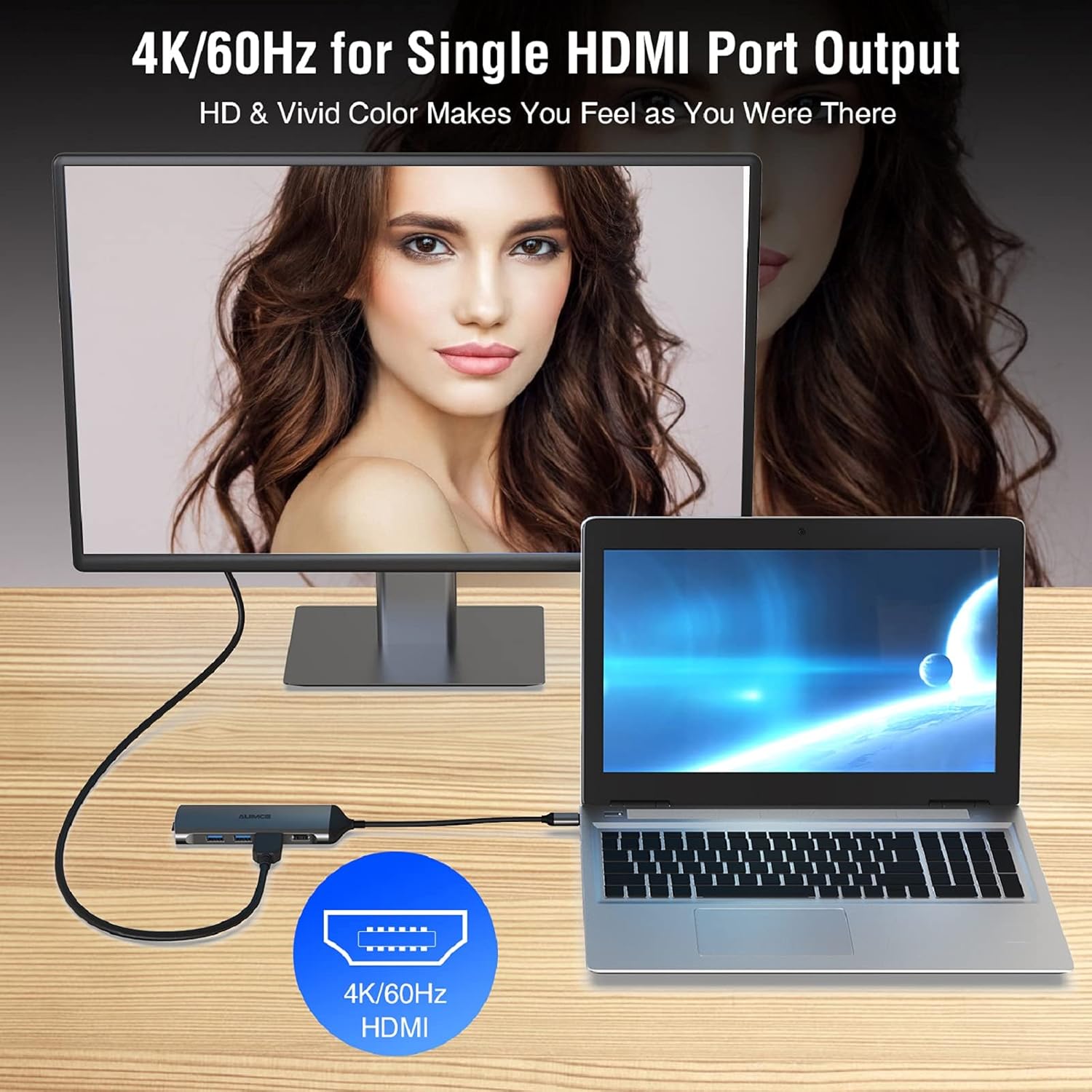 USB C Docking Station Dual Monitor, 7-in-1 Laptop Dock with 2 HDMI,100W PD, USB 3.0, SD/TF Card Reader Ports, Laptop Docking Station for Dell, HP, Lenovo, Surface and More