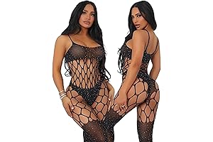 Women's One-Size-Fits-All Long Sleeve Open Low Cut Fishnet Bodysuit