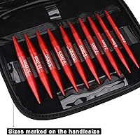 Vista 7 de Looen Juego de 57 agujas de tejer circulares de aluminio con asas ergonómicas, agujas de ganchillo intercambiables de 13 tamaños con estuche