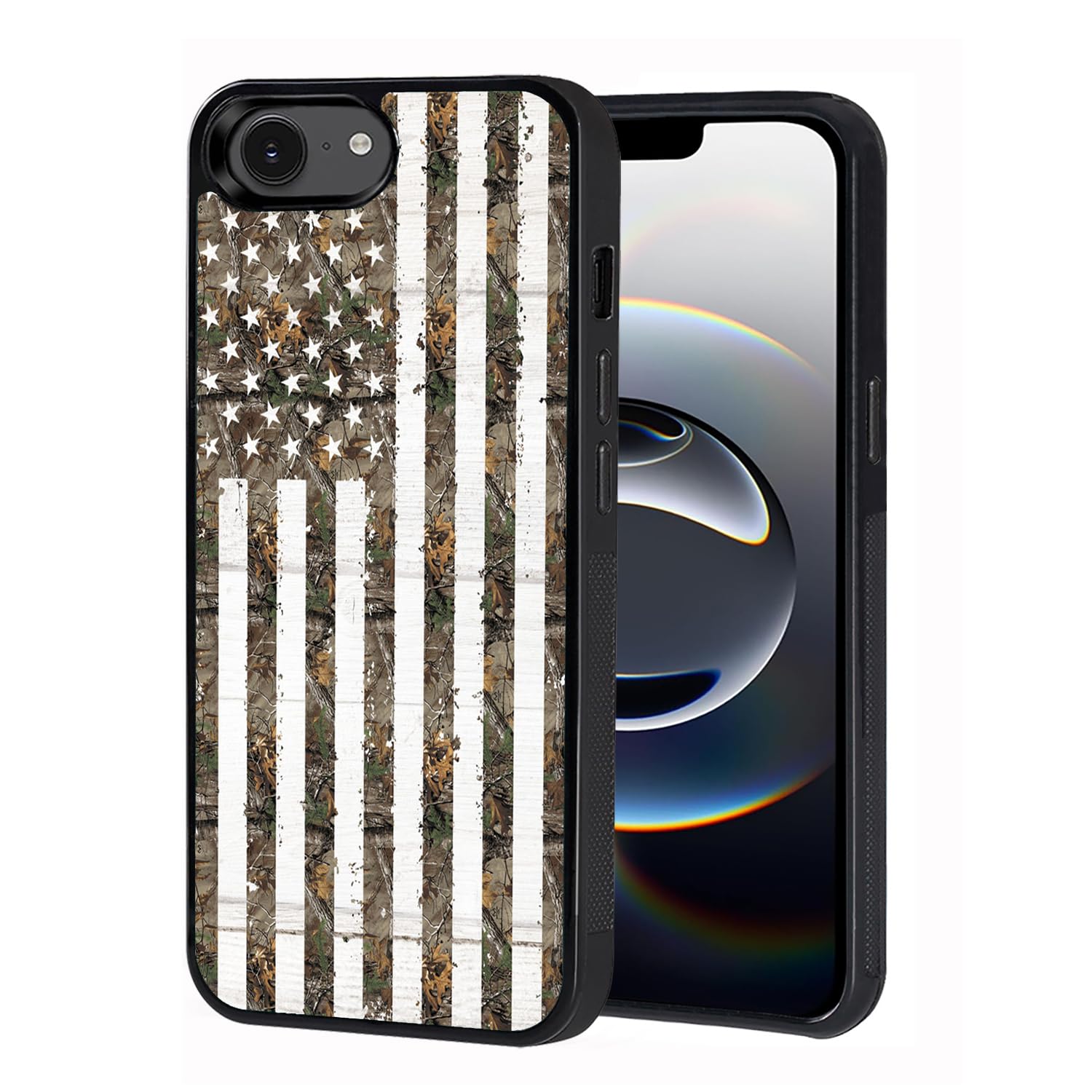 BWOOLL Designed for iPhone 16e Case, Slim Anti-Scratch Shockproof Rubber Phone Protective Cover for Apple iPhone 16e 2025 (6.1 inch), American Flag