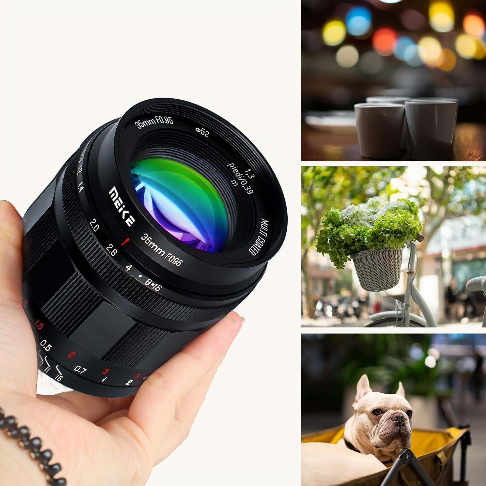 Meike 35mm f0.95 Obiettivo di messa a fuoco manuale di grande apertura compatibile con fotocamere mirrorless Canon EF-M EOS M M2 M3 M5 M6 M10 M50 M100 M6II M200 ecc