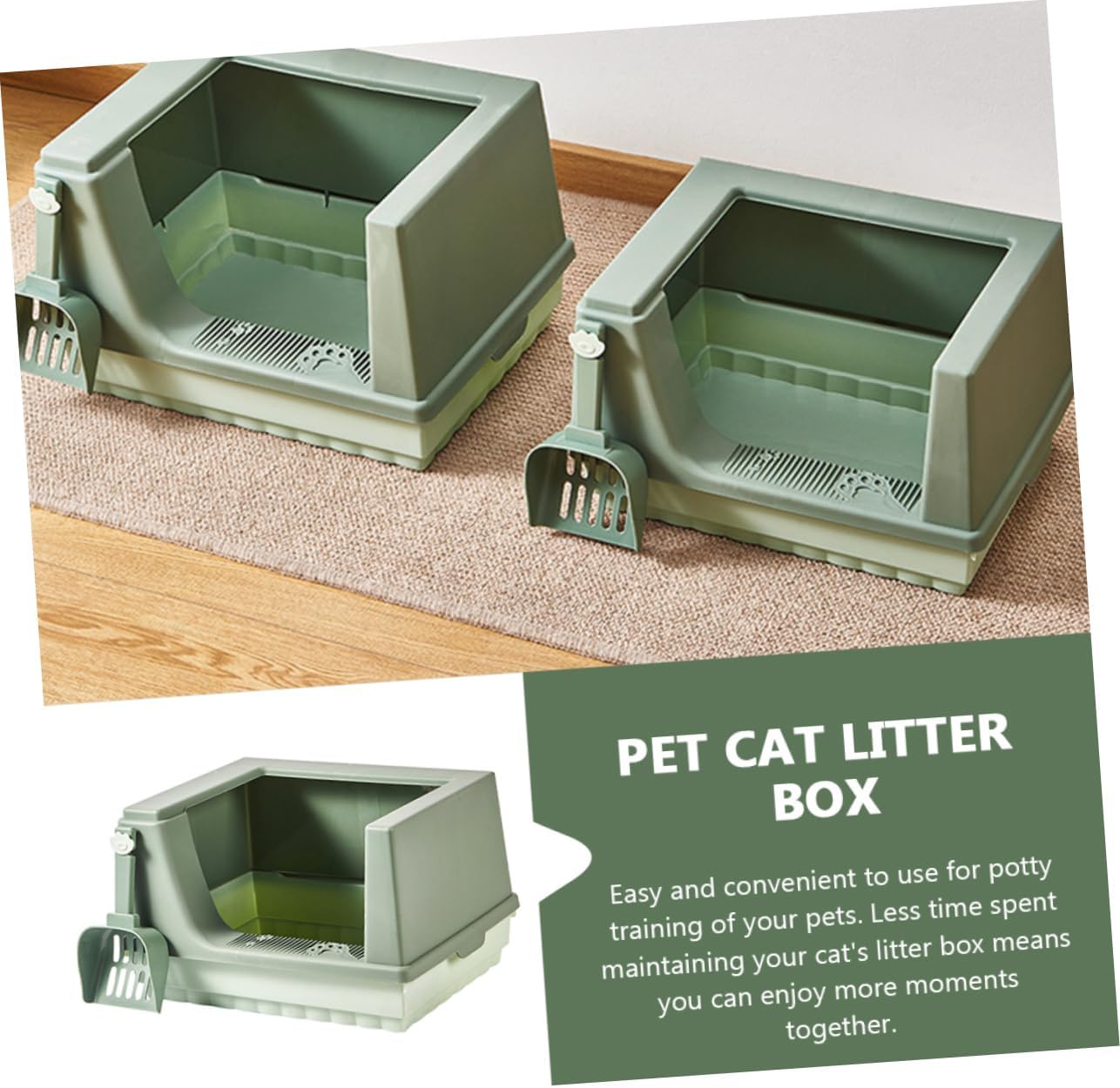 Yardwe 1Set Semi Enclosed Cat Litter Box Plastic Toilet for Cats and Kittens Easy Design Spill Prevention for Home and Pet Shops