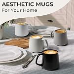 MIAMIO - Coffee Mugs Set of 4 / Large Ceramic Coffee Cups (420 ml) - Mug for Cappuccino, Tea, Espresso - Microwave and Dishwasher Safe - Luxe Collection (Classic Pastel)