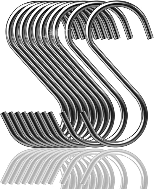 20 Pack S Hooks Heavy Duty Stainless Steel S Shaped Hooks Utility Hangers for Kitchen Utensils Office Bathroom Closet Workshop Garage Office Household Home Essential Set
