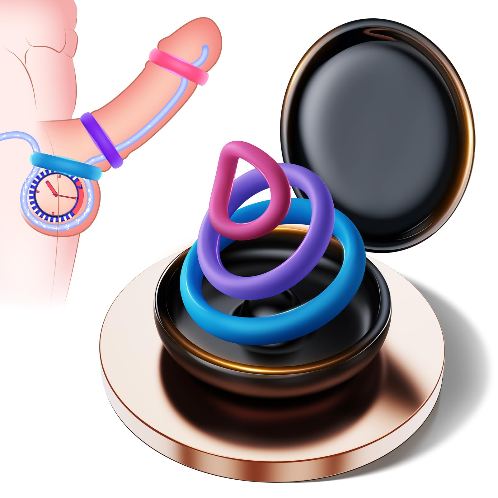 Sex Toys Cock/Penis Ring Set - Colored 85kg Tension Silicone Cockring Couples Sex Toy with 3 Pcs Different Sizes for Erection Enhancing Long Lasting Stronger, Adult Sex Toys for Men or Couple Pleasure
