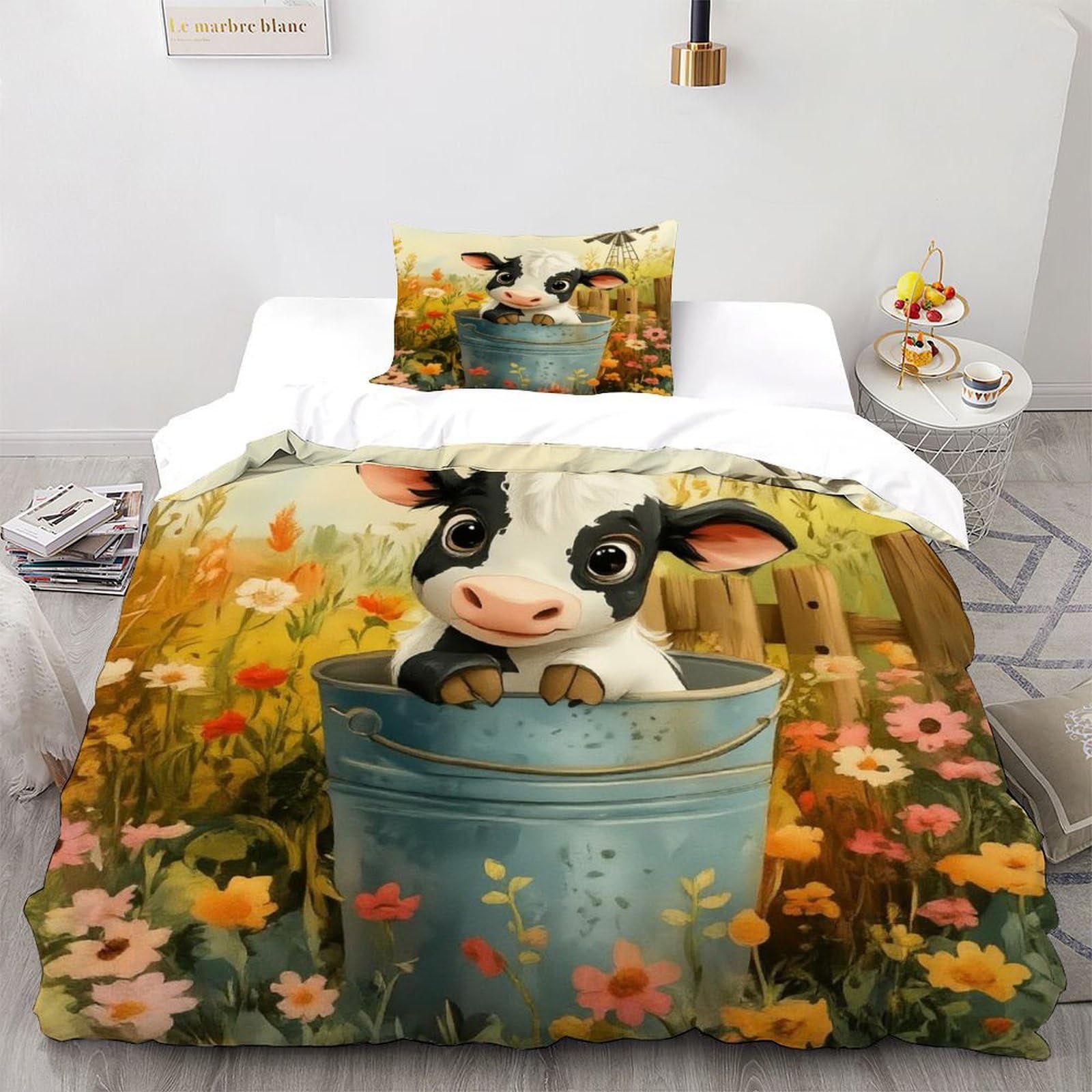 Housse de couette 135x200 cm lavable et facile à repasser pour lit