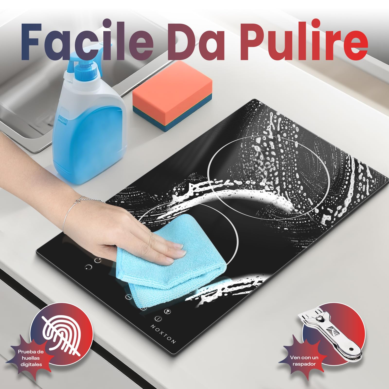 Piano Cottura Vetroceramica 2 Fuochi, 30cm Ceramica Cucina Incasso, 3000W | Piastra Elettrica, Toccare, Timer, Serratura di Sicurezza, Fornello Elettrico 2 Piastre per Maggior Pentola