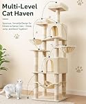 AMHANCIBLE Tall Cat Tree, 70 Inch Cat Tower for Indoor Cats, Multi-Level Cat Tree with Scratching Post, Hammock, Hanging Basket, Large Cat Condos for Adult Cats Kittens, Beige, PT18BG