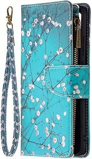 Miagon - Funda tipo cartera con 9 ranuras para tarjetas para Samsung Galaxy A15 5G, funda colorida con cremallera, piel sintética, magnética, correa de muñeca, soporte protector