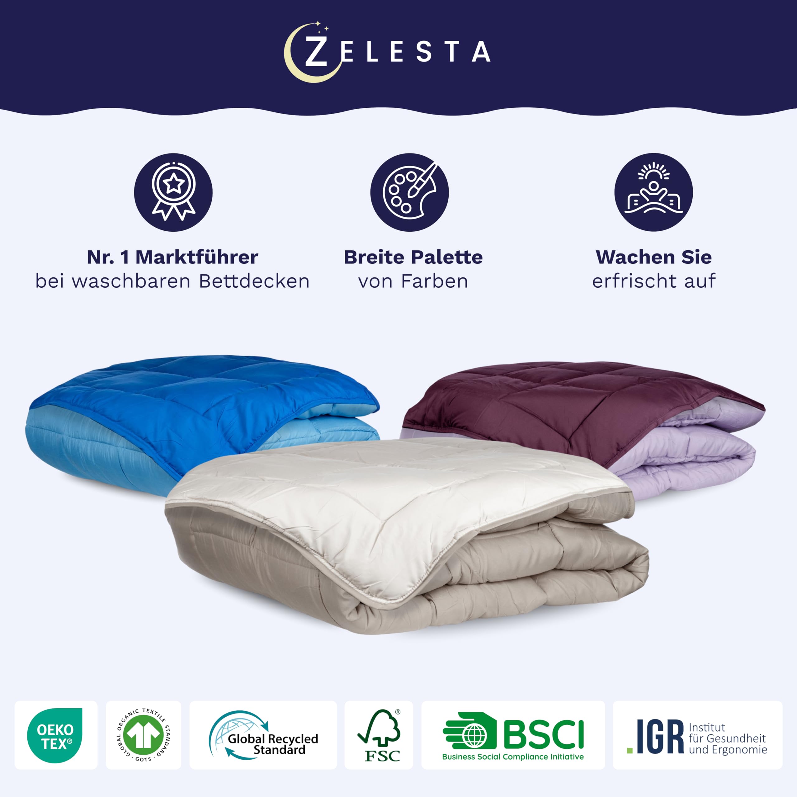 Zelesta Easybed Light Bettdecke 135x200 cm – 4 Jahreszeiten, Bettwäsche & Bezug in Einem, Waschbar, Trocknergeeignet, Antiallergisch, Temperaturregulierend, Mit Muster, Für Sommer und Winter