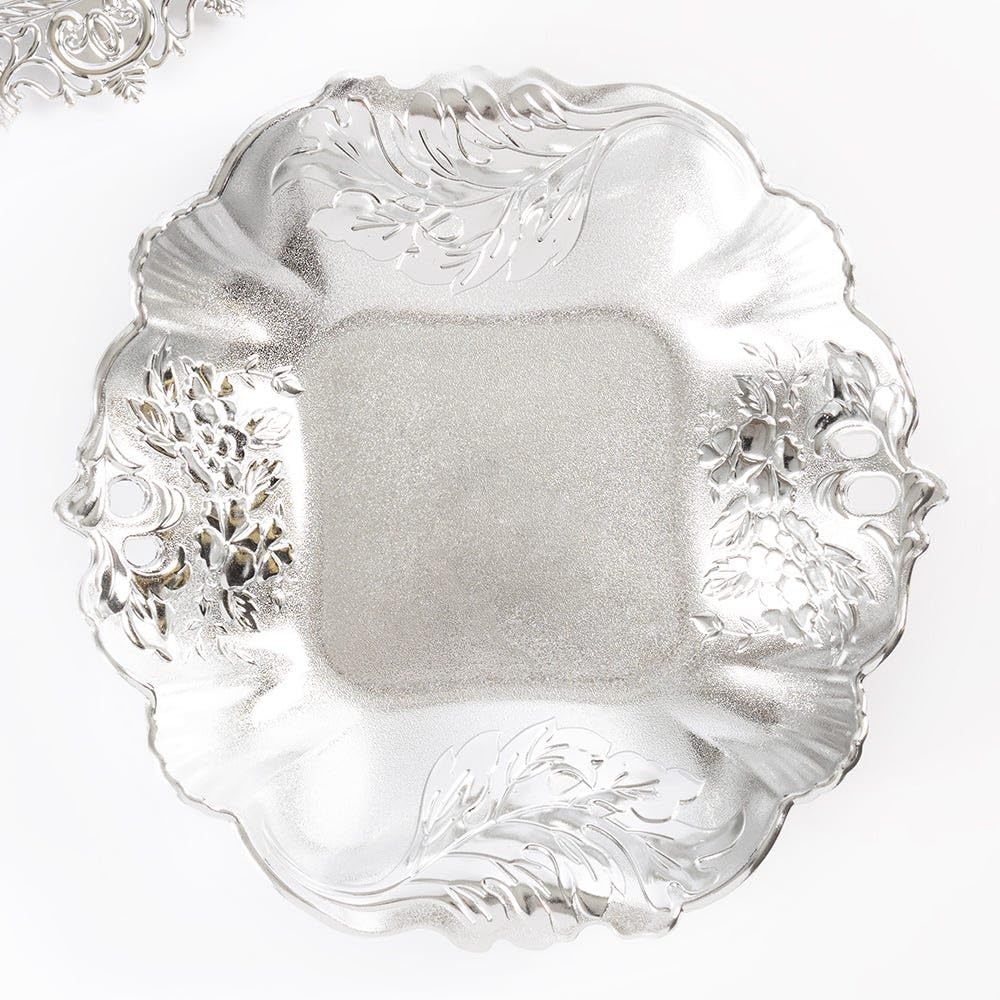 Homes r us Dominique Decorative Bowl, Silver - 28 Cms