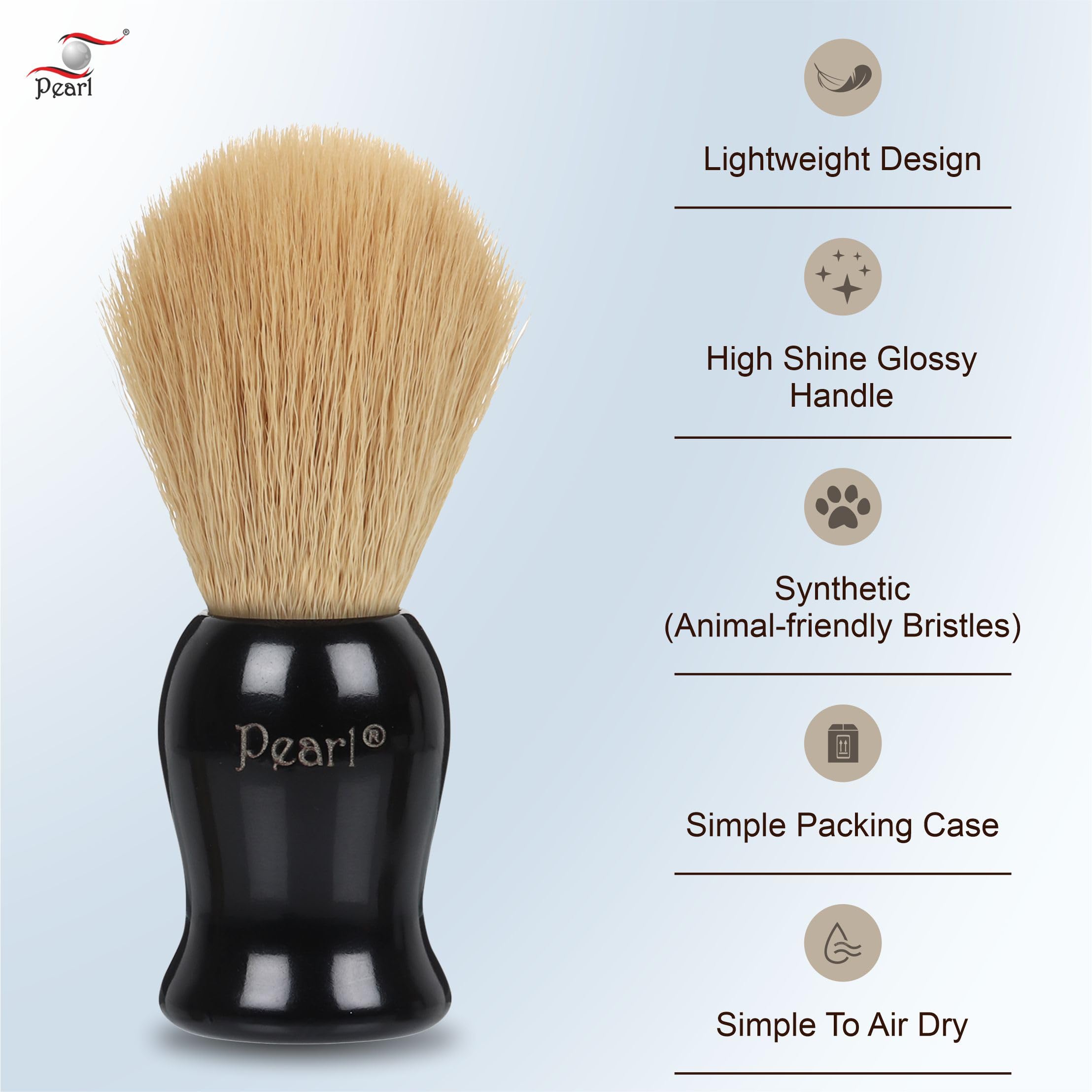 Pearl Shaving Brush with Stand - Soft Bristles & Black Resin Handle | Diwali Gift Options - Image 2 thumbnail