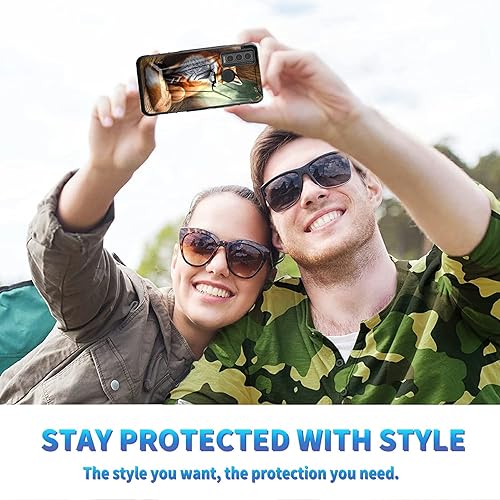 Miniatura 110 de AT&T Calypso 2 (U319AA) Funda con protector de pantalla de vidrio templado resistente con función atril integrado para debut de críquet, ciervo