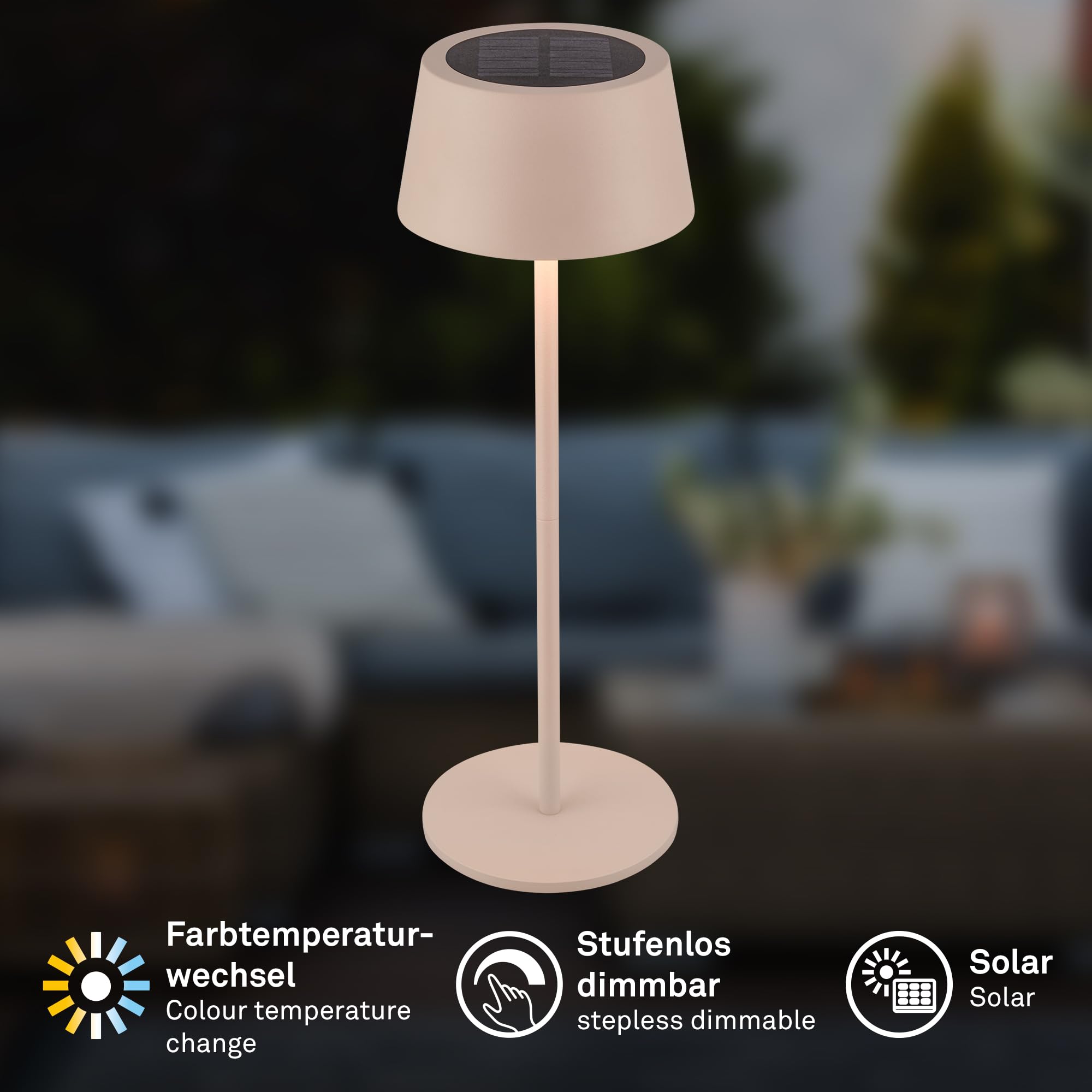 BRILONER - LED tafellamp snoerloos IP44 met glazen