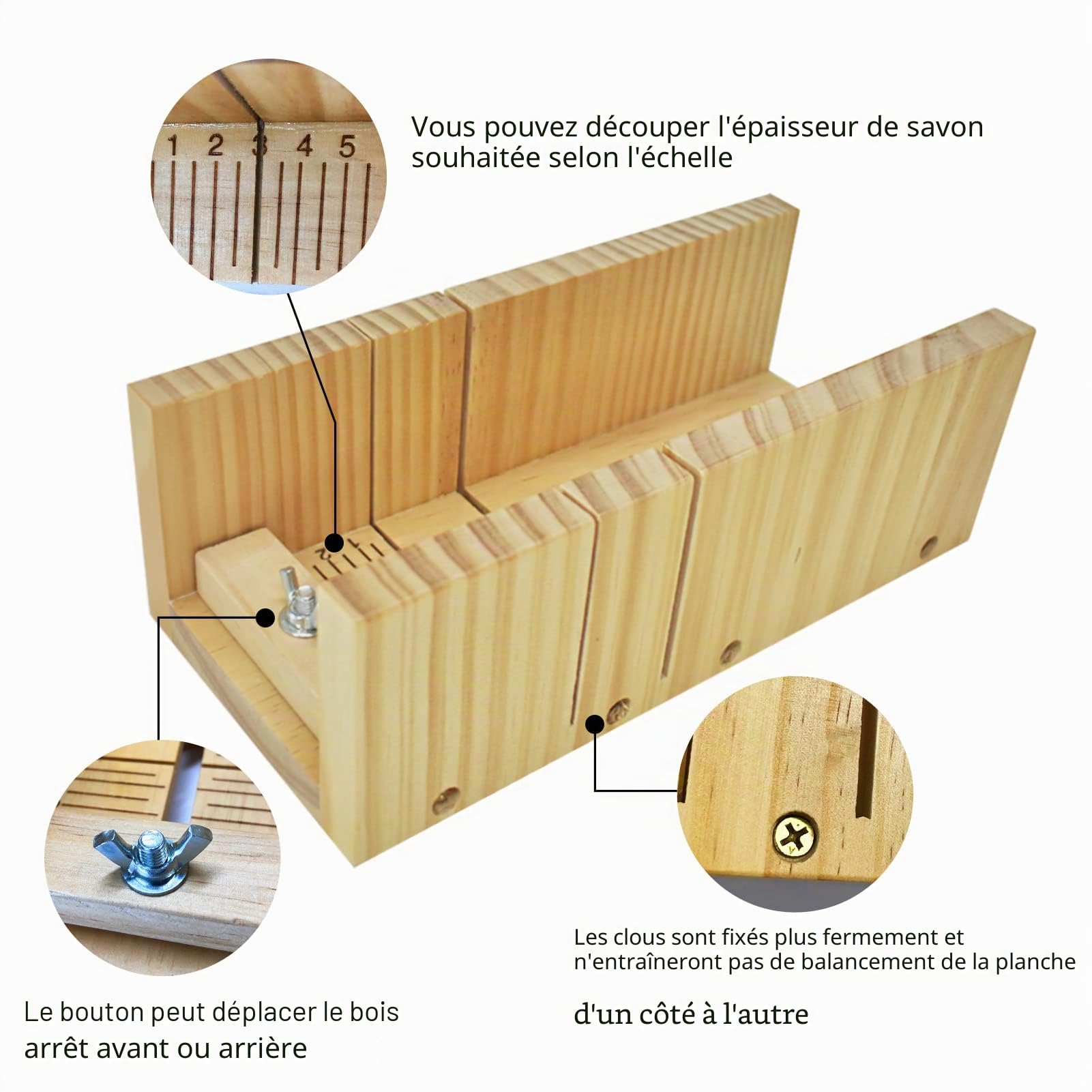 Artcome Kit de 2 moules de coupe rectangulaires en silicone pour pain de 1200 ml, 2 boîtes en bois avec couvercle, outil de coupe réglable en bois avec coupe ondulée en acier