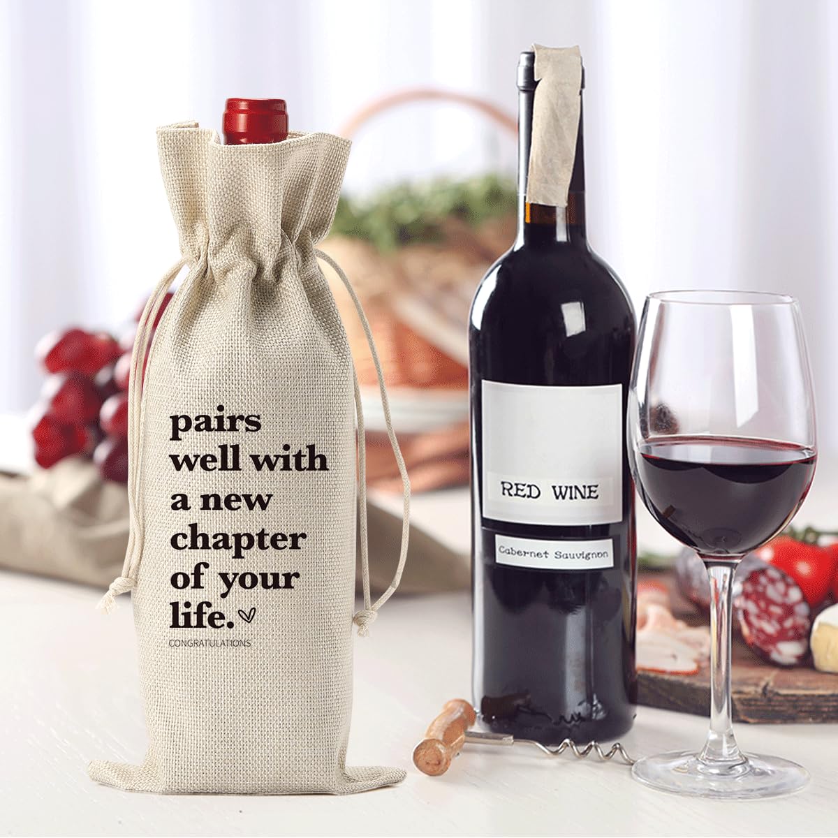 1 bolsa de vino divertida para nuevos capítulos, regalos para mujeres y hombres, regalos de despedida para amigos, regalos de despedida para compañeros de trabajo, mujeres y hombres, regalos para 3