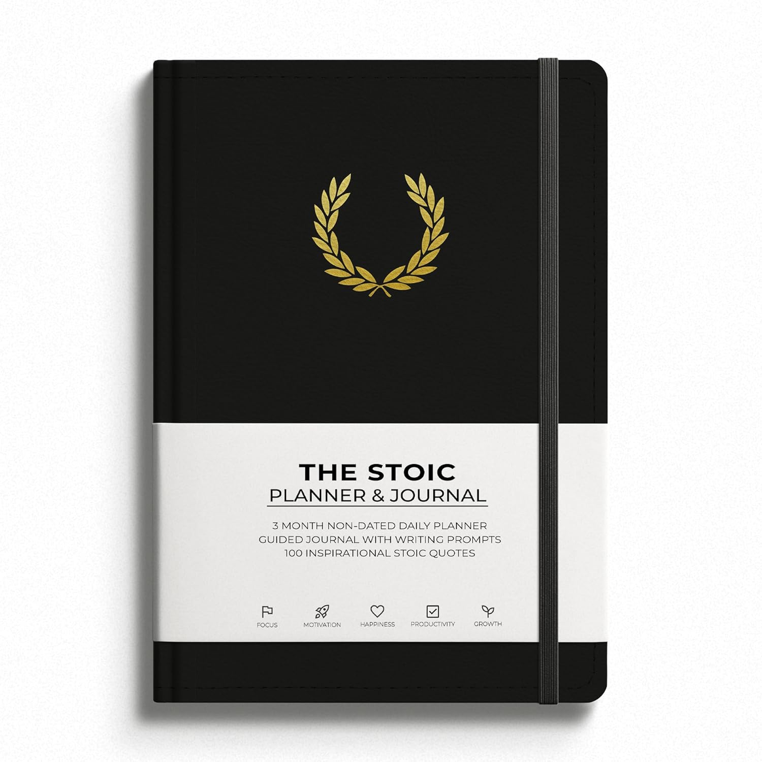 The Stoic Planner & Journal - A 2-in-1 Daily Planner and Guided Journal with Inspiring Writing Prompts - Build Productivity and a Positive Mindset - 3 Months Undated (Black)