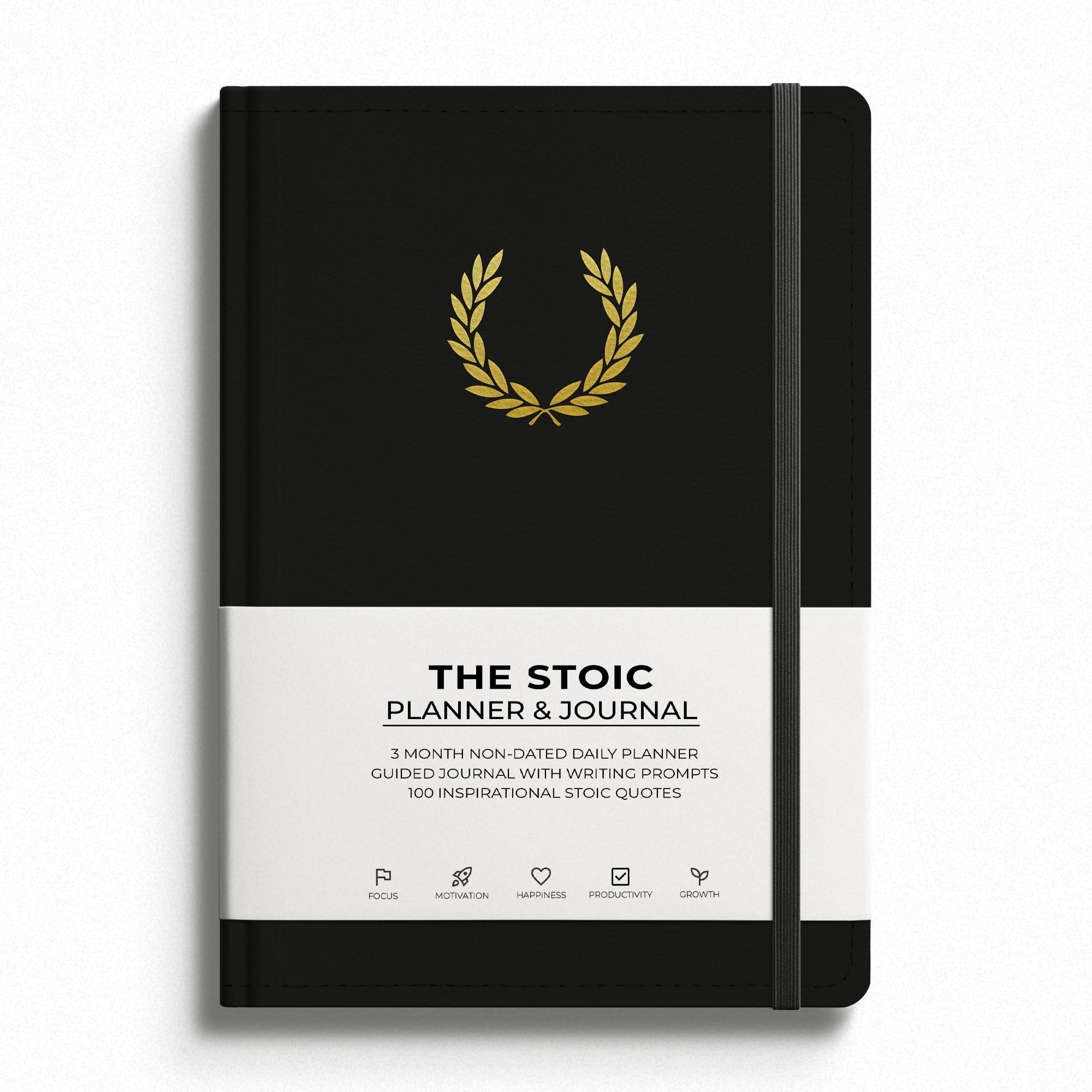 The Stoic Planner & Journal, planer dzienny 2 w 1 i dziennik z inspirującymi wskazówkami do pisania, buduj produktywność i pozytywne nastawienie, 3 miesiące, bez daty, czarny