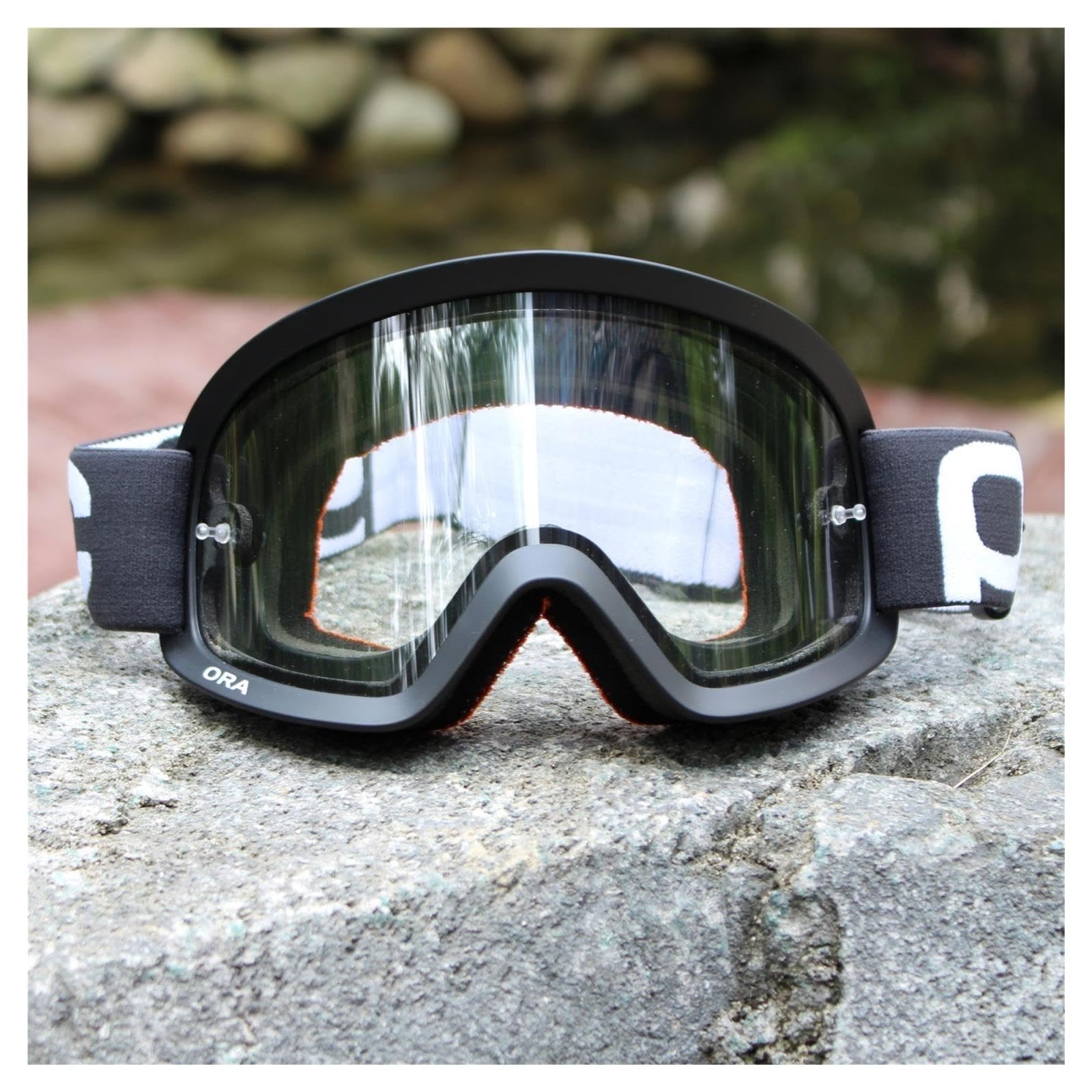 Occhiali vintage in pelle da moto antiappannamento a doppio strato
