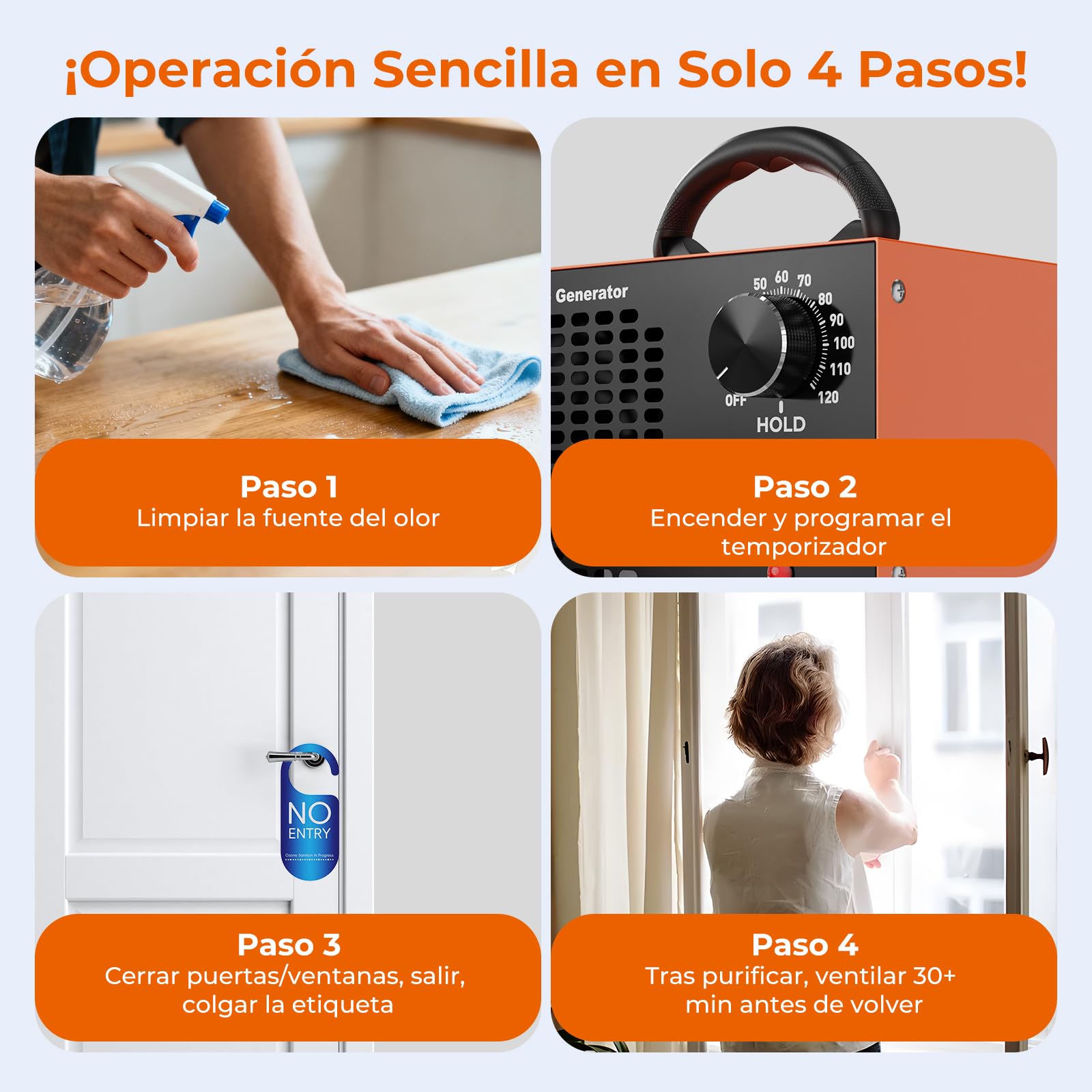 Generador de Ozono 120000mg/h - Ozono Purificador de Aire con Temporizador 2H,Maquina Ozono Portatil,Desinfección y Desodorización,para Hogar Coche Cocina Oficina Sótano,Área Hasta 500㎡