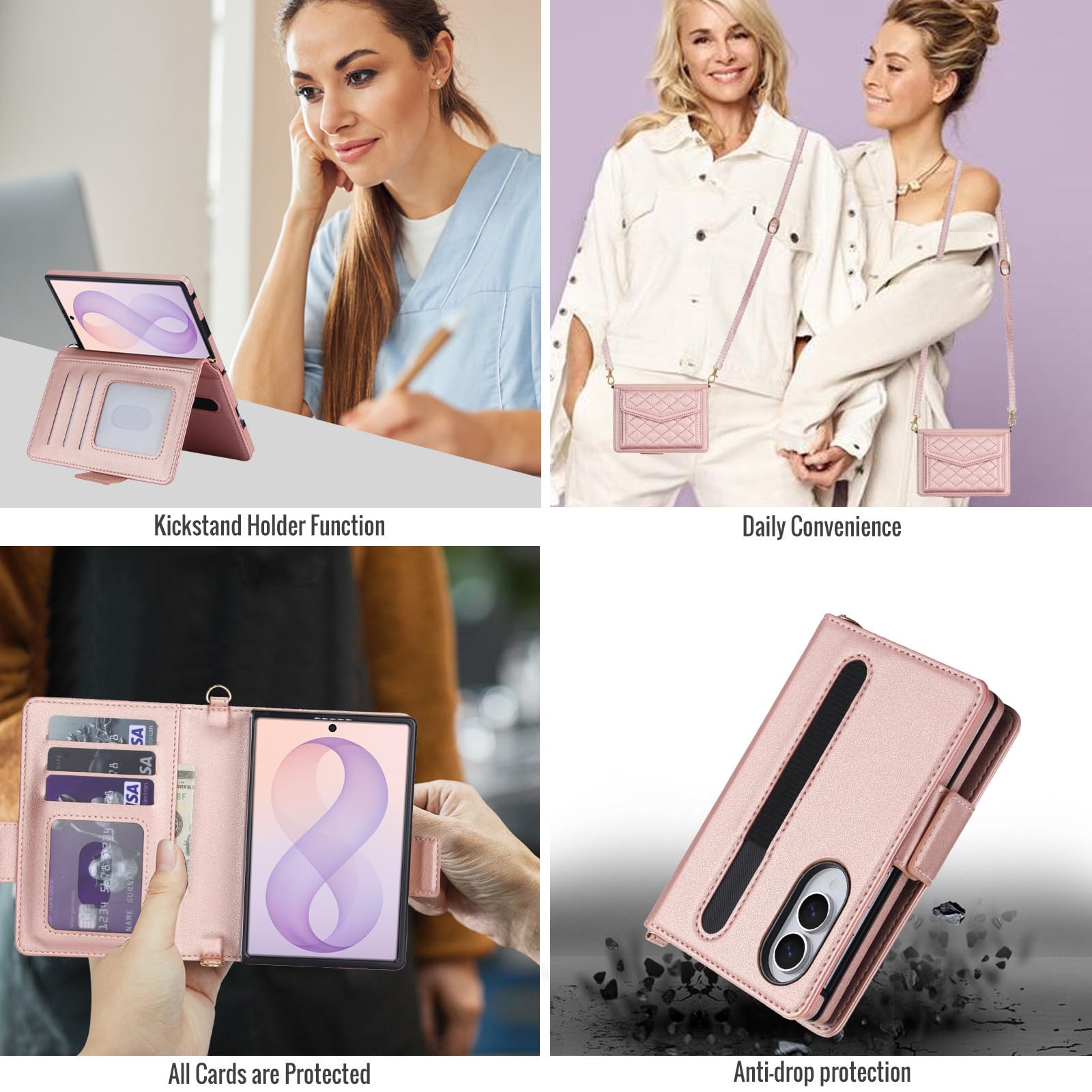 Etui z klapką do Samsung Galaxy Z Fold 8, stylowy portfel z zamkiem