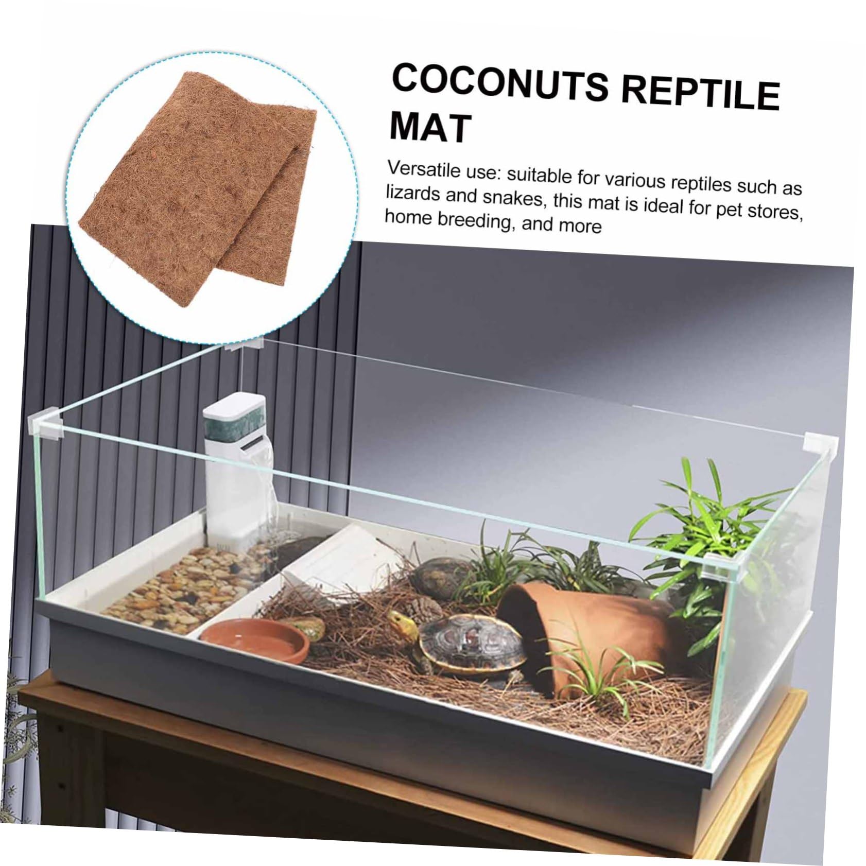 VICASKY 4 Tappeto Fibra Cocco Naturale per Rettili per Decorare Terrari e Accessori per Draghi Barbuto Specie Rettili e Sicuro per Animali Domestici