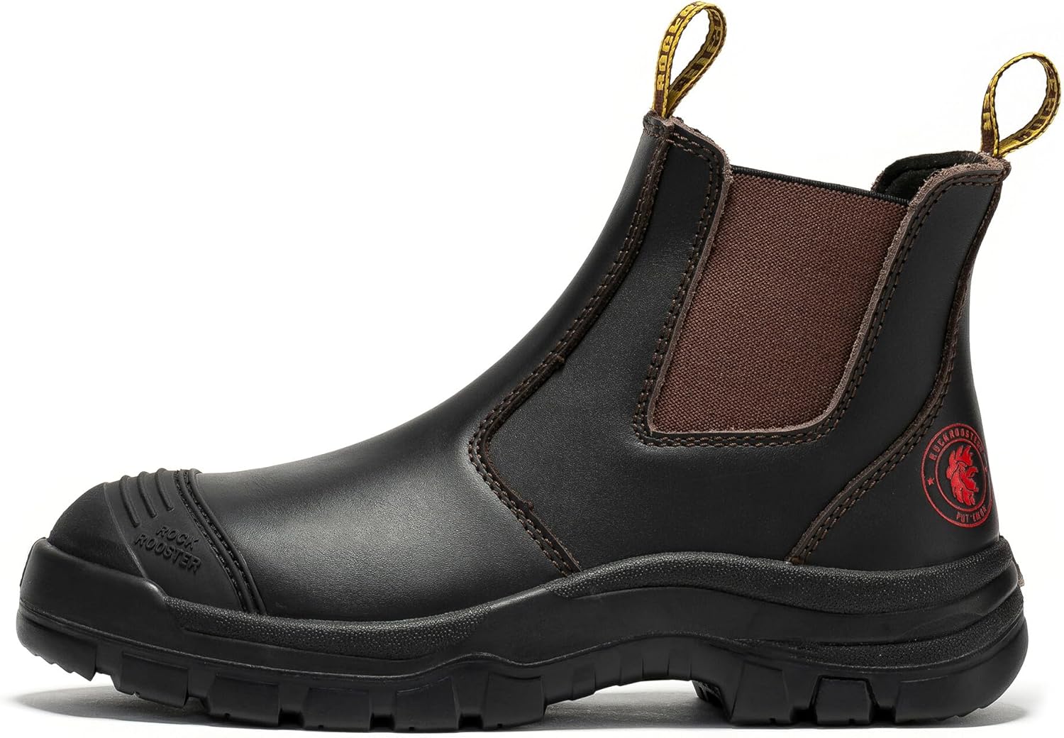 ROCKROOSTER Bakken - 6 inch Steel Toe Anti-fatigue Leather Slip On Safety Work Boots for Men AK229 (EH Rated Rubber Outsole, Dark Brown) - Image 2