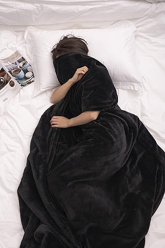 Miniatura 7 de Manta de franela de felpa extra gruesa (azul oscuro, 108 x 90)  Manta cálida de 500 GSM tamaño King para invierno, otoño, suave, esponjosa, de