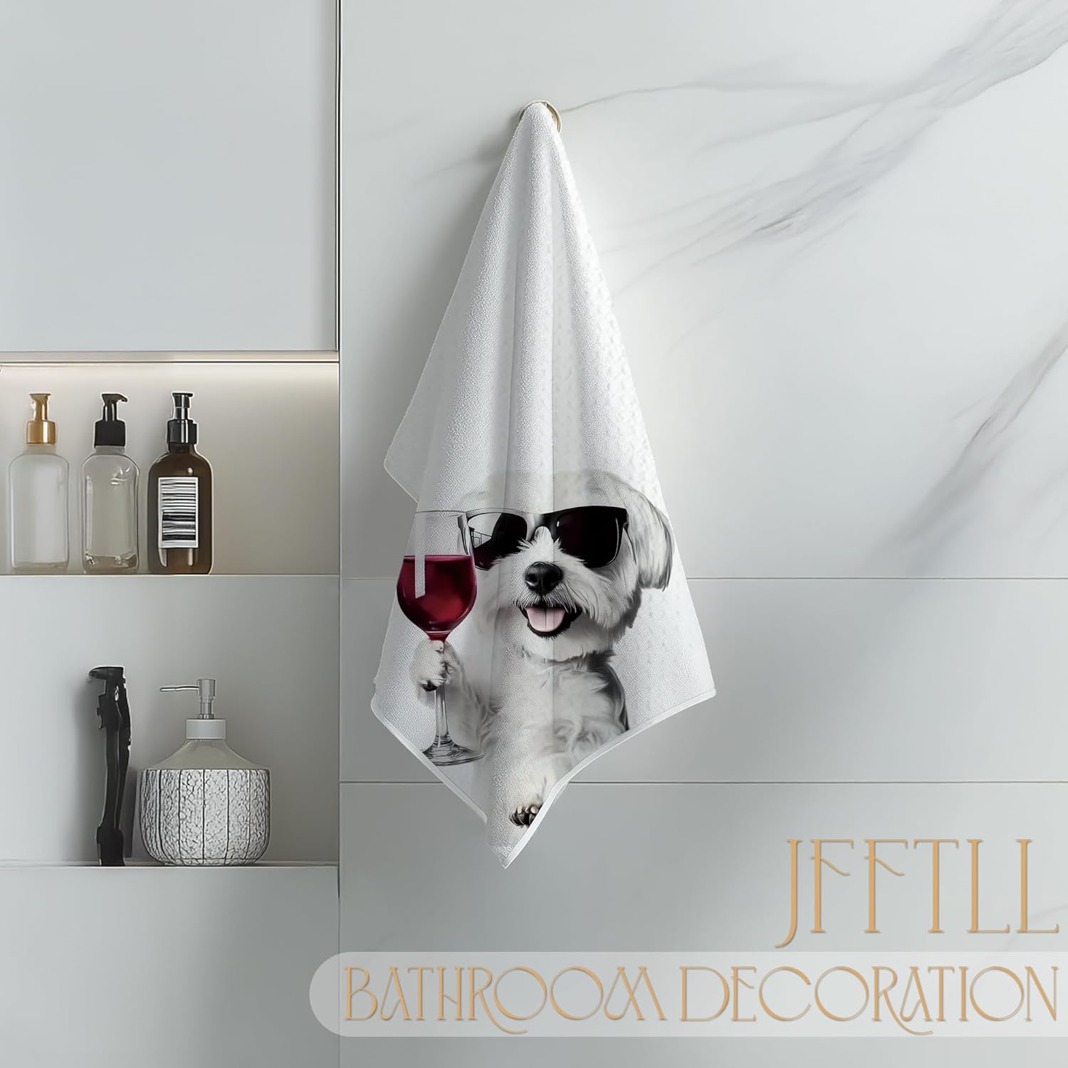Funny Maltese Dog Kitchen Towels, Maltese Gifts Dish Tea Towels for Home Bar Kitchen, Dog Lovers Gifts, Wine Lover Gifts, Funny Hand Towels for Bathroom, 16x24 Inch - Image 4