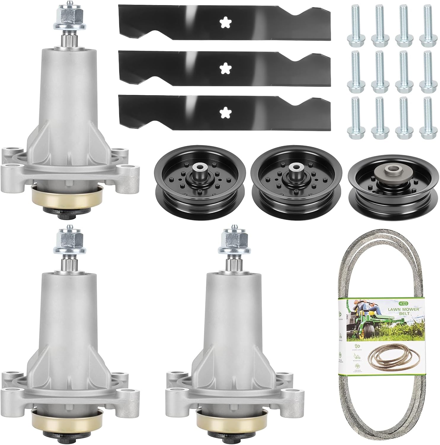 54" Mower Deck Rebuild Kit 187292 Spindles Fit for Husqvarna Z254 RZ5422 RZ5424 RZ5426 RZ54i RZ5426 Craftsman Poulan Z54 Lawn Mower with 3 Blades 187254 3 ldler 196104 196106 1 Belt 539114557