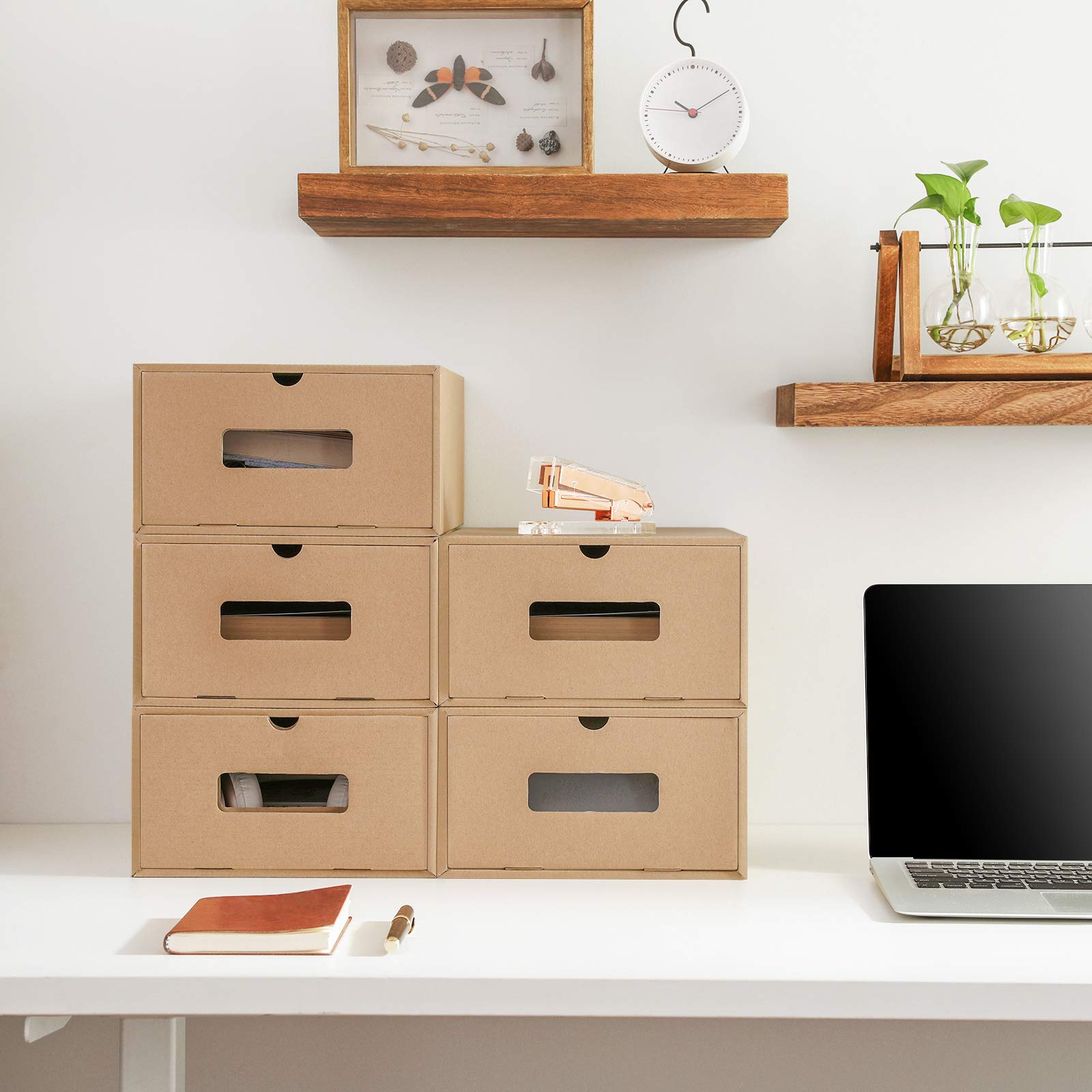 SONGMICS Cardboard Shoe Boxes, Set of 10, Shoe Storage Organizers